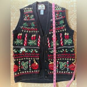 Tiara Black Festive V-Neck Sweater Vest